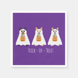 Guardanapo De Papel Truque Ou Tratar Cães Fantasmas De Corgi Halloween