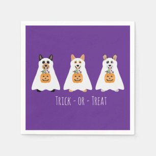 Guardanapo De Papel Truque Ou Tratar Cães Fantasmas De Corgi Halloween