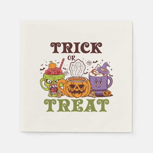 Guardanapo De Papel Truque Ou Tratar - Café De Halloween Bonito (Frente)