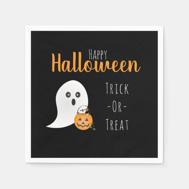 Guardanapo De Papel Truque Ou Tratar Feliz Fantasma De Halloween Spook (Frente)