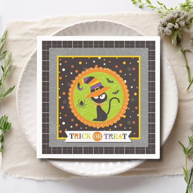 Guardanapo De Papel Truque Ou Trate A Bruxa Negra De Halloween (Criador carregado)