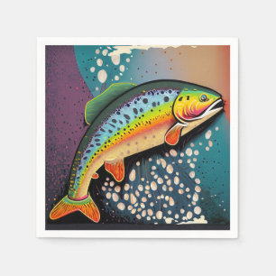 Guardanapo De Papel Truta Arco-Íris Papel de Pesca Napkins