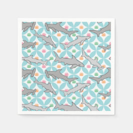 Guardanapo De Papel Tubarões Nadando o Meio século Atual