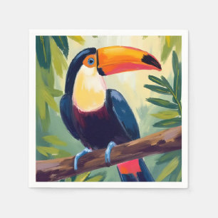 Guardanapo De Papel Tucano Ave Tropical Colorida Aquarela