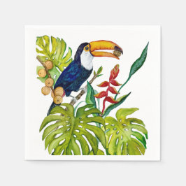 Guardanapo De Papel Tucano Colorido Aquarela Pássaro Tropical