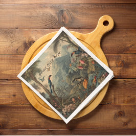 Guardanapo De Papel Túcanos botânicos e flores em vinheta, personalizá