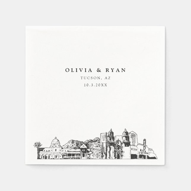 Guardanapo De Papel Tucson Arizona Papel de Casamento Cocktail Napkin (Frente)