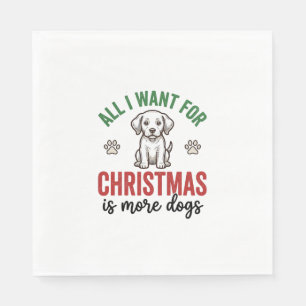 Guardanapo De Papel Tudo o que Quero no Natal é Mais Cães Desenho Vint