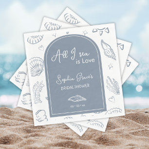 Guardanapo De Papel Tudo o que Vejo é Amor Poeira Azul Conchas Doodles
