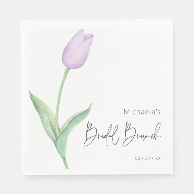 Guardanapo De Papel Tulip Roxo Moderno Brunch Bridal Solo (Frente)
