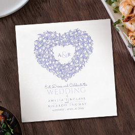 Guardanapo De Papel Tulip wreath ink desenho monograma azul