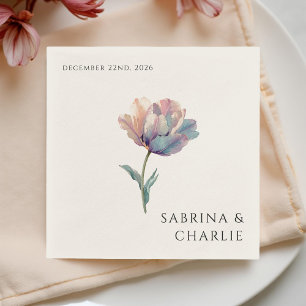 Guardanapo De Papel Tulipa Roxa Roxa Elegante Floral Casamento 
