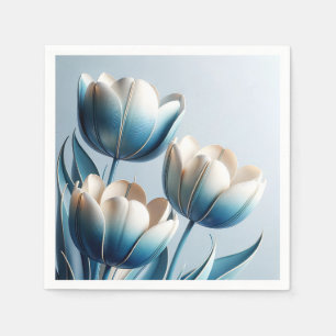 Guardanapo De Papel Tulipas Azuis e Brancas Elegantes