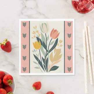 Guardanapo De Papel Tulipas da Arte Popular Escandinava