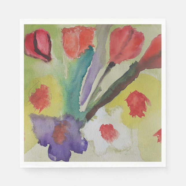 Guardanapo De Papel Tulipas de abstrato e Flores de Mola (Frente)