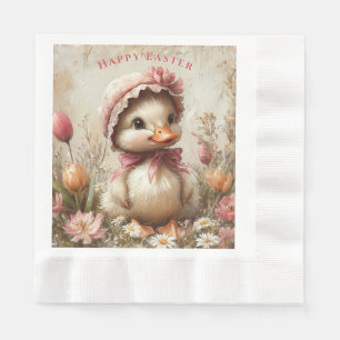 Guardanapo De Papel Tulipas de tampa rosa com Páscoa rosada