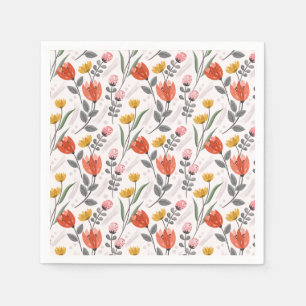 Guardanapo De Papel Tulipas Desenhadas Modernas da Mão Nápoles