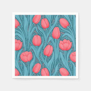 Guardanapo De Papel Tulipas em azul e vermelho
