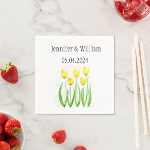 Guardanapo De Papel Tulipas flores aquarela Casamento Russo Amarelo