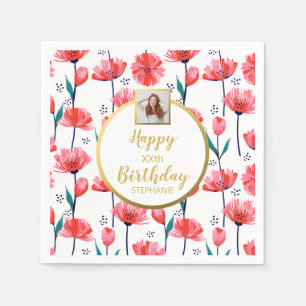 Guardanapo De Papel Tulipas Rosa Bonito, Texto de Foto Personalizado,
