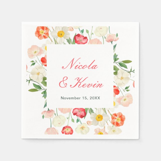 Guardanapo De Papel Tulips and Daffodils Spring Wedding (Frente)