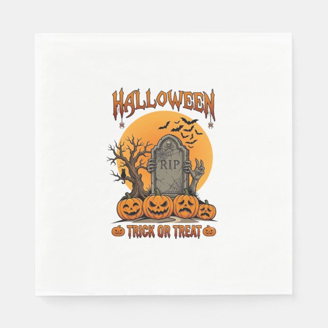 Guardanapo De Papel Túmulo de Halloween para Doces ou Travessuras Mãos (Frente)