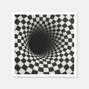 Guardanapo De Papel Túnel de Ilusão Óptica Preto e Branco