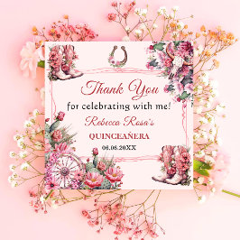 Guardanapo De Papel Turco Rosa Boho Ocidental Charra Tema Quinceanera