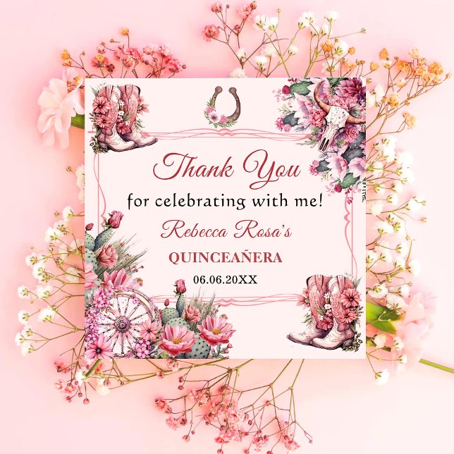 Guardanapo De Papel Turco Rosa Boho Ocidental Charra Tema Quinceanera (Criador carregado)