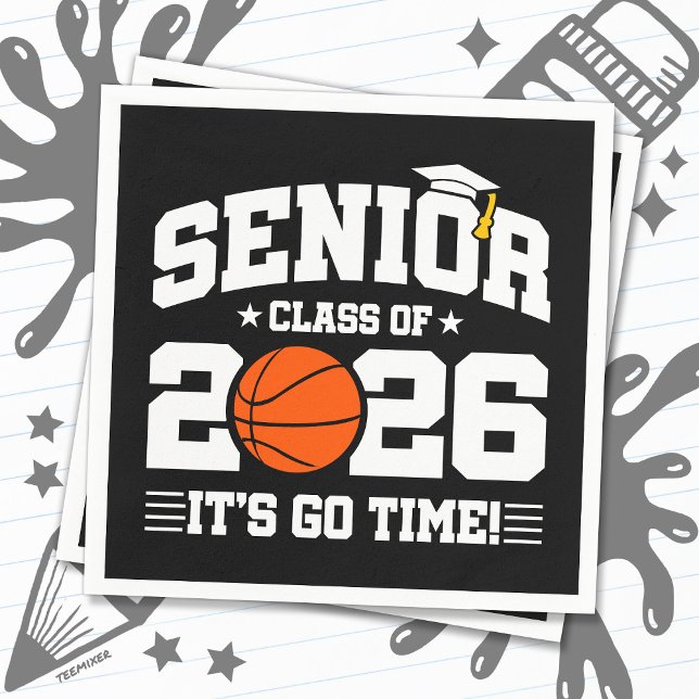 Guardanapo De Papel Turma de 2026 É Hora de Ir Basquete Graduado (Criador carregado)