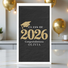 Guardanapo De Papel Turma de 2026 Preta e Dourada
