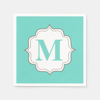 Guardanapo De Papel Turquesa Aqua Personalizado Monograma Napkins