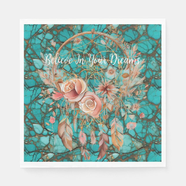 Guardanapo De Papel Turquesa Dream Catcher (Frente)