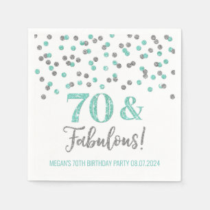 Guardanapo De Papel Turquesa Prata Confetti 70 e fabuloso