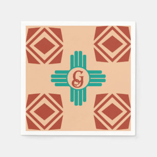 Guardanapo De Papel Turquesa Zia Tribal Brown Tan