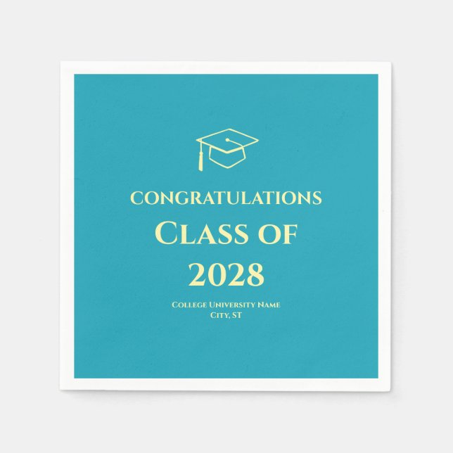 Guardanapo De Papel Turquoise Modern Congratulations Graduation Party (Frente)