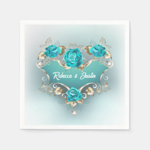 Guardanapo De Papel Turquoise Rosas Tiffany Floral Modern Boho Napkins