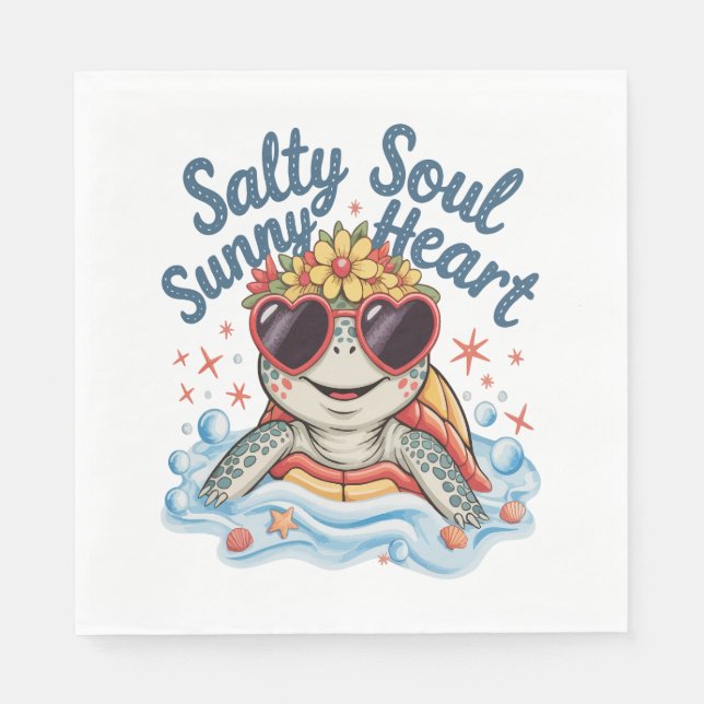 Guardanapo De Papel Turtle Floral Summer Beach (Frente)