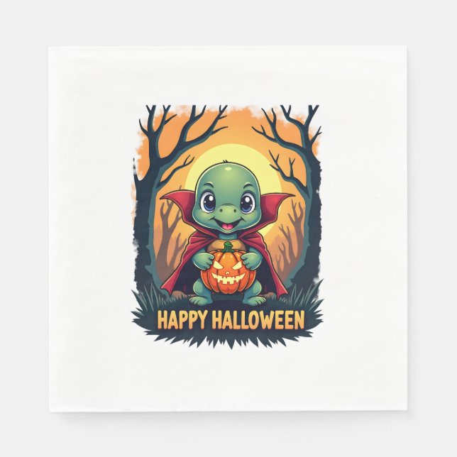 Guardanapo De Papel Turtle Tortoise Boo Vampire Trick Ou Treat Hallowe (Frente)