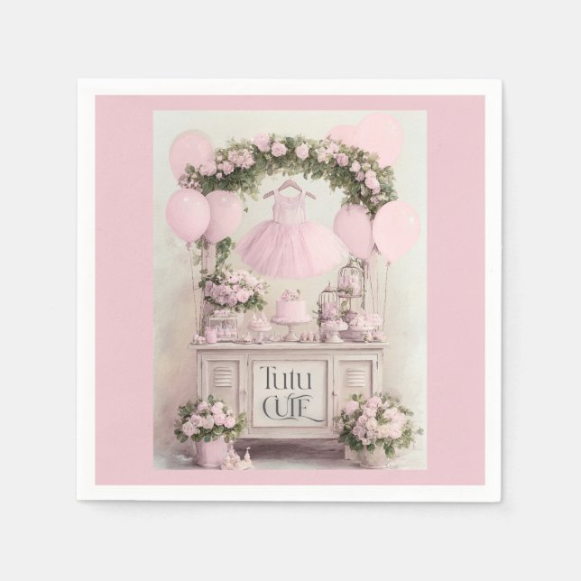 Guardanapo De Papel Tutu Cute Ballet Pink Ballerina Theme for Girls (Frente)