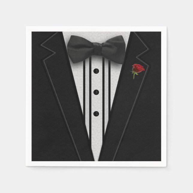Guardanapo De Papel Tuxedo preto com Arco (Frente)