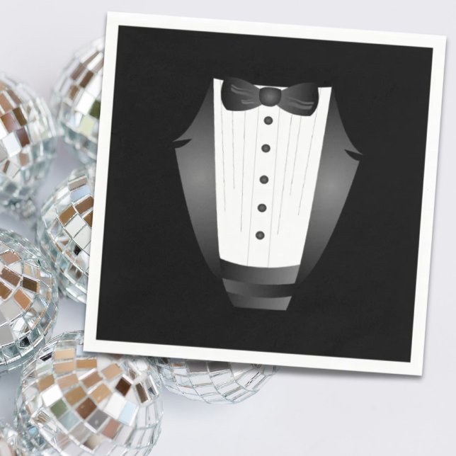 Guardanapo De Papel Tuxedo preto do Padrinho de casamento da Equipe de (Bachelor Party Groomsman Team Groom black tuxedo Paper Napkins)