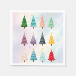 Guardanapo De Papel Twelve Christmas Trees: Watercolor Holiday Print