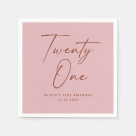 Guardanapo De Papel Twenty One Birthday | Dusty Rose Pink Elegant