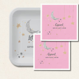 Guardanapo De Papel Twinkle Twinkle Little Star Pink Watercolor Splash