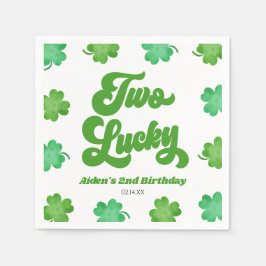 Guardanapo De Papel Two Lucky Green Shamrock Clover 2nd Birthday Party