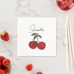 Guardanapo De Papel Two Red Cherries Illustration | Cute Fruit Art