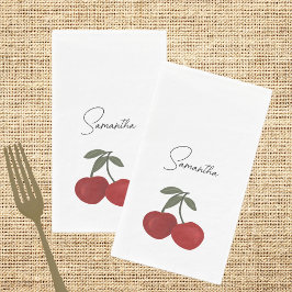 Guardanapo De Papel Two Red Cherries Illustration | Cute Fruit Art 