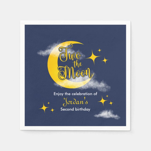 Guardanapo De Papel Two The Moon Elegant Gender Neutral 2nd Birthday  (Frente)
