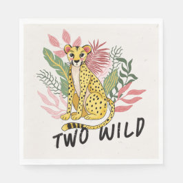 Guardanapo De Papel Two Wild Safari Pink Cheetah Kids Birthday Party